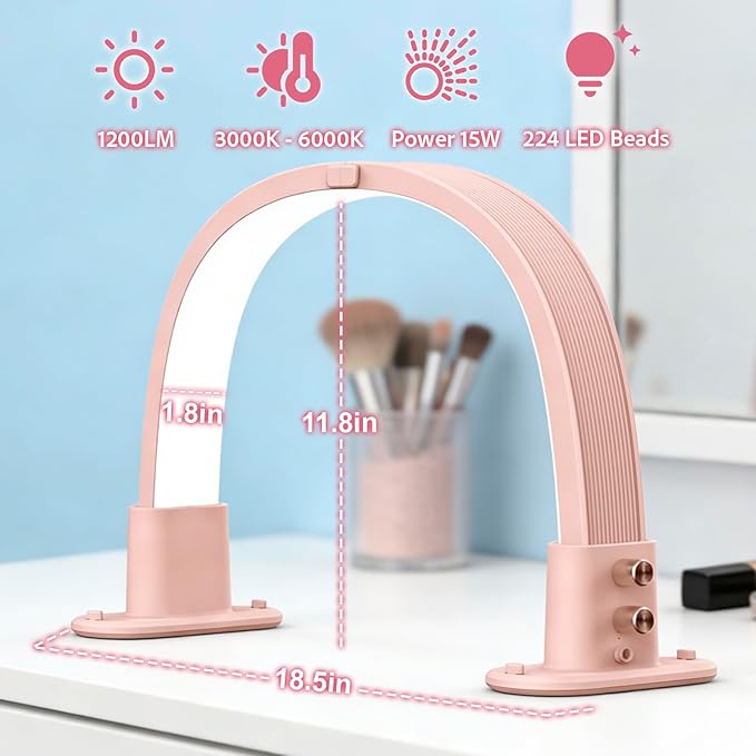 SLYFTE Professional Quality Mini Half Moon Light for Nail Desk, Personal Arch Light for Home Use, Nail Tech Lamp Perfect for At-Home Manicures (Pink)