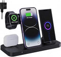 6-in-1 Fast Wireless Charging Station for iPhone 16/15/14/13, Apple Watch Ultra/9/8, AirPods Pro,18W Qi-Certified (B21A-C-BLACK)