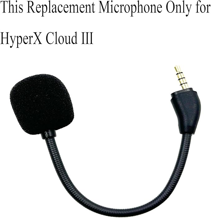 Replacement Game Mic Microphone for Wired Kingston HyperX Cloud III Gaming Headset, Detachable Mic Boom for PC PS5 PS4 Xbox Series X/S, 3.5 mm Jack