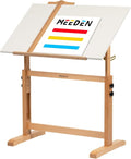 MEEDEN White Adjustable Drafting Table: 35.5" x 23.5" Art Drawing Desk with Height Adjustment - Solid Beech Wood Craft Painting Table - Large Tilting Table for Adults Artists Writing Working