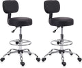 KLASIKA Drafting Stool Chair with Back, Adjustable Foot Rest Backrest Swivel Rolling Stool, Multi-Purpose Office Desk Chair, Thickened Seat for Home Bar Spa Kitchen Shop 2pack