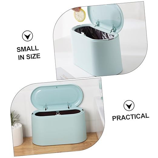 Unomor Slim Desktop Press Trash Can Kitchen Garbage Bin for Tabletop Office Dorm Mini Trash Can Ejection Cover Cute Fashionable Design Easy to Use