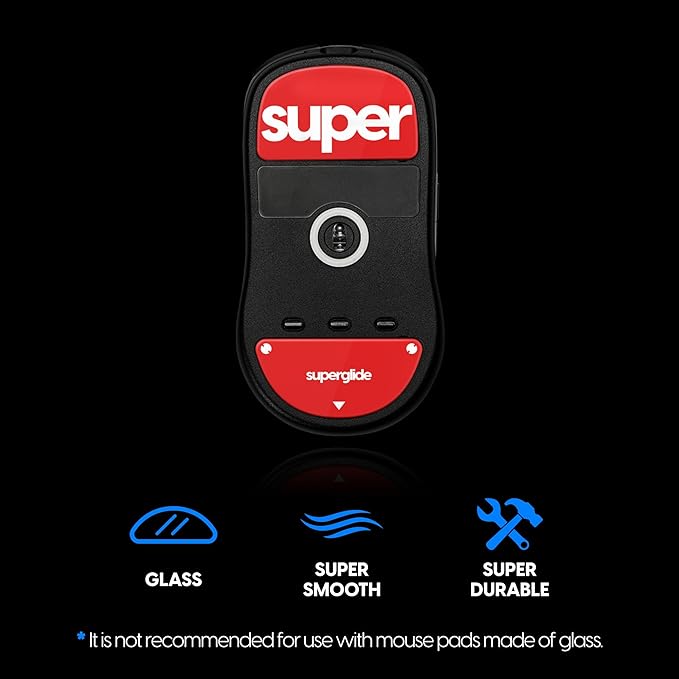 Pulsar Gaming Gears Superglide2 - New Controllable Speed Surface Smoothest Mouse Feet/Glides Made with Ultra Strong Glass Smooth and Durable Sole for Vaxee XE Wireless [RED]