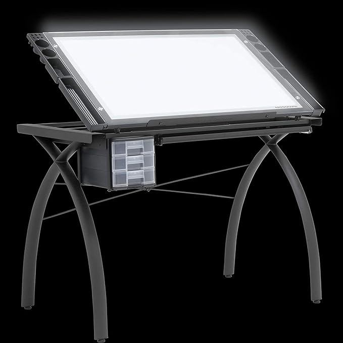 Artograph Futura Light Tracing Table for Artists with Storage and Adjustable, Dimmable Glass Work Top