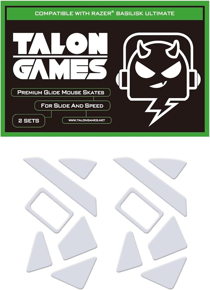2Sets of TALONGAMES Rounded Curved Edges Mouse Feet Skates Compatible with Razer Basilisk Ultimate Wireless Gaming Mouse Feet Replacement,0.8mm,Pure PTFE Material with Super Smooth Glide Pads