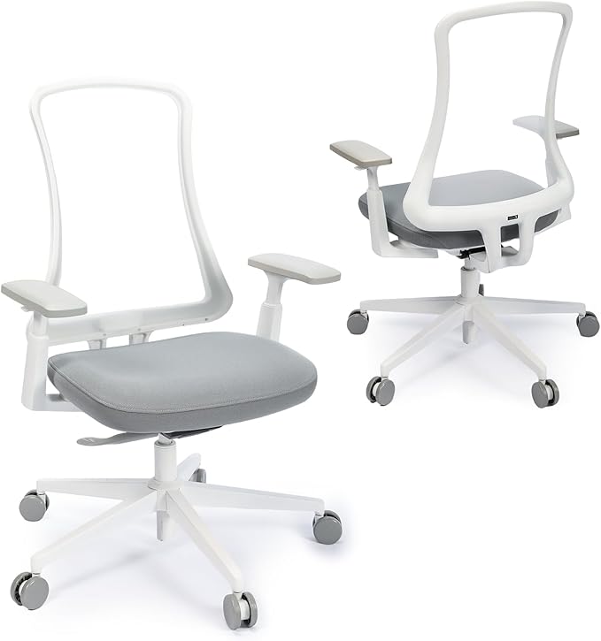 ProtoArc Ergonomic Office Chair – Flexer Mesh Couputer Chair for Women, Foam Sliding Seat, 125° Recline, Home Desk Chairs for Small Spaces, Stylish & Comfortable – White