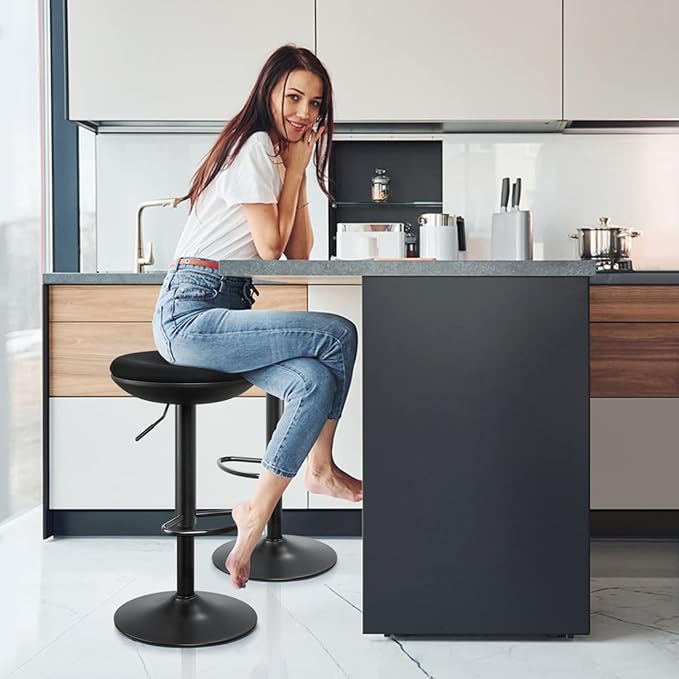 IWMH Standing Desk Stool, Ergonomic Adjustable High Wobble Stool, Round Seat 360° Swivel Standing Desk Office Chair Without Backrest for Bedroom, Kitchen, Living Room (Black)