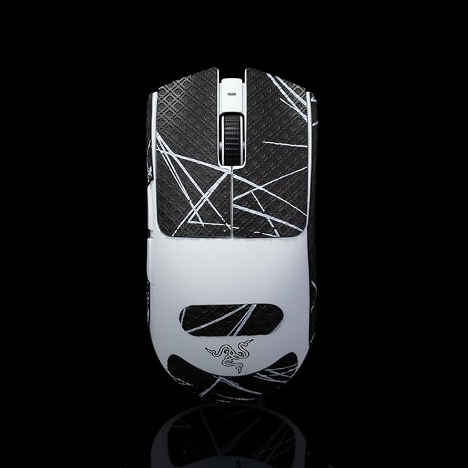 Grip Tape for Razer Viper V3 Pro & V4 Pro - Anti-Slip,Enhanced Control, Sweat Resistance,Improves FPS Gaming Grip & Mouse Protection [Pre-Cut] Black White