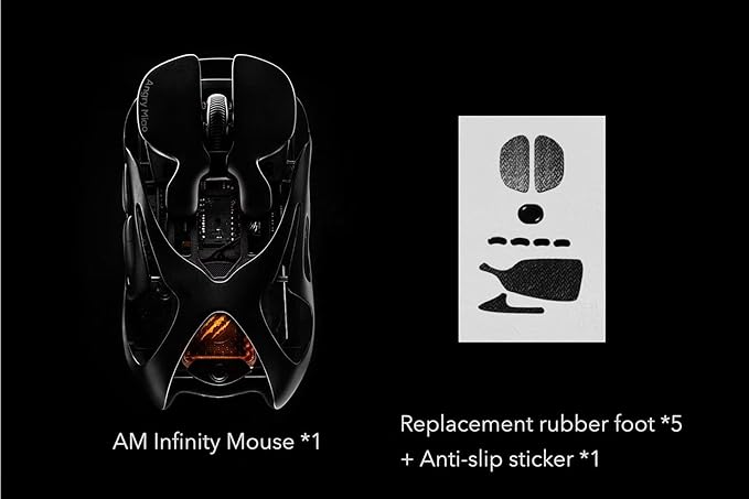 Angry miao Infinity Gaming Mouse Wireless Mouse with 30000DPI PAW3950 Sensor Metal Ultralight 49g Hollowed-Out Design Mouse 7 Programmable Buttons Customizable RGB Lighting-Anti-Slip Sticker