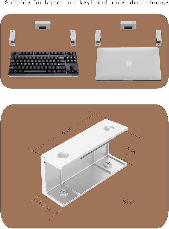 Under Desk Laptop Mount Under Desk Laptop Drawer with Adhesive & Screw Fit for Macbooks, Keyboard, Routers, Modems, Cable Box, Network Switch and More (White)