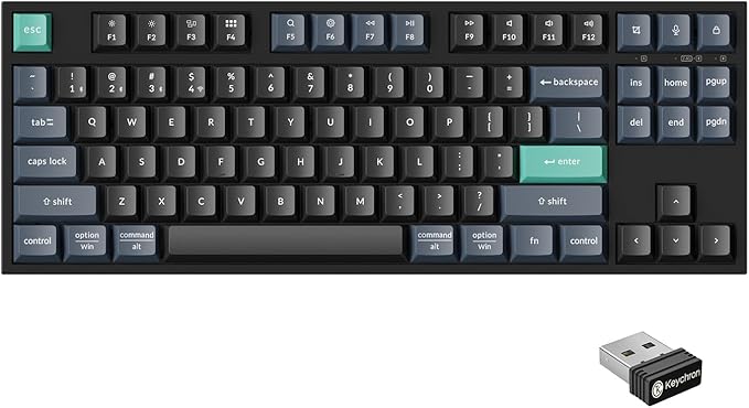 Keychron B33 2.4 GHz Wireless Bluetooth Keyboard Silent Typing 80% TKL Layout Launcher Support Ergonomic Angle Compatible for Mac Windows Linux-Deep Black