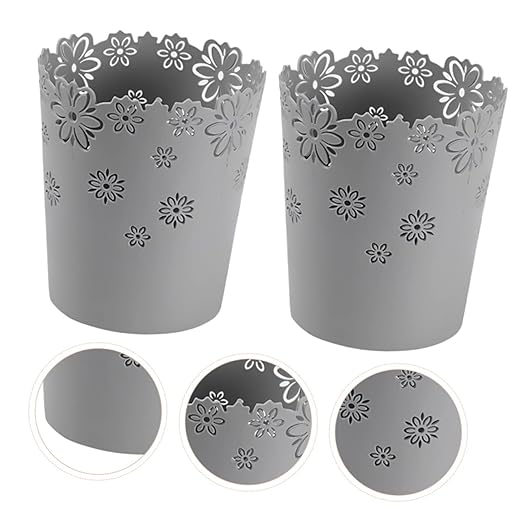 2pcs Mini Trash Cans Lids Desktop Office Home Slim Trash Bin Car Waste Container