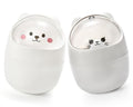Yesland 2 Pack Desktop Mini Trash Bin with Swing Lid, Cute Bear Plastic Wastebasket Trash Can Countertop Garbage Storage Bucket for Home, Office, Kitchen, Vanity Tabletop, Bedroom, Grey & White