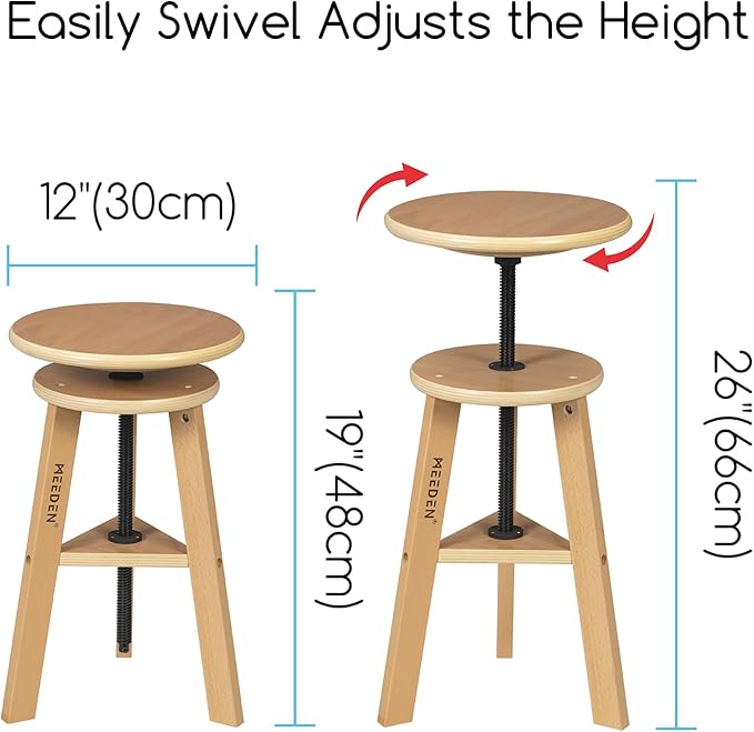 MEEDEN Wood Drafting Table & Stool Set,Artist Stool and Craft Table with Adjustable Height,Tiltable Tabletop for Artwork, Graphic Design, Reading, Writing