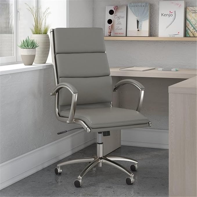 Pemberly Row Set of 5 - White Conference Table & 4 Light Gray Executive Chairs