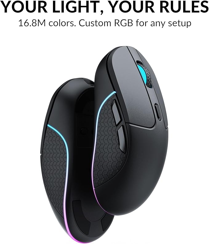 Keychron M3 Wireless Mouse, PAW3395 Sensor with Programmable Macro Button 26,000 DPI Supports 2.4 GHz/Bluetooth 5.1, 79g Ultra-Light Ergonomic Design Up to 70 Hours Using for PC Mac Laptop - Black