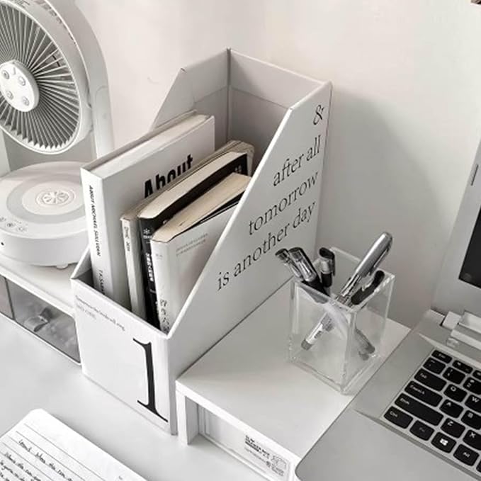 TREETDOBV Vertical File Folder Storage Organizer Bin,Vertical File Organizer Boxes for Desk Organization,Number Marking Slim Desk Storage Organizer for Books Notebooks Magazines Envelopes(1)