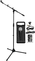 Rockville Podcasting Bundle: RMC-XLR Metal Handheld Dynamic Microphone, Dual Cables, RVMIC1 v2 Pro Tripod Mic Stand, Telescopic Boom, 2-Items