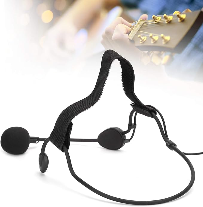 Pwshymi Dynamic Headset Microphone, 6.35MM Jack Headband Headset Microphone Earhook Microphone Portable High-Sensitivity Noise Reduction Dynamic for Singing Headphones