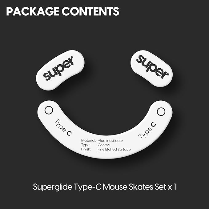 Superglide Glass Mouse Skates - Consistent Controllable Glide, Polished Round Edge, Super Balanced Gaming Mouse Feet with Durable Sole for Razer DeathAdder v3 Pro (Type-C, White)