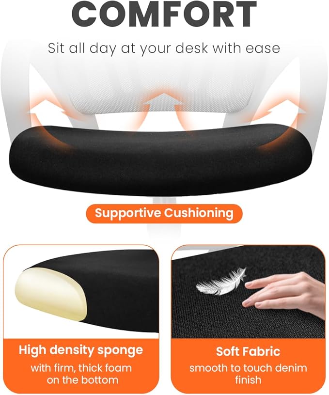 NEO CHAIR Office Desk Computer Chair Ergonomic Mesh Gaming Cushion Seat with Comfy Lumbar Mid Back Support Adjustable Height Swivel Rolling Wheels for Home Task (2 pk - Black)
