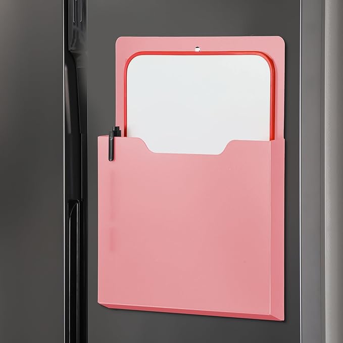 Gilprop 8 Pack Magnetic File Paper Holder High Design Pocket Magnetic Wall File Organizer Hanging Refrigerator Magazine Mail Letters Paper Holder for Teacher Office Supplies(Morandi Color,Classic)