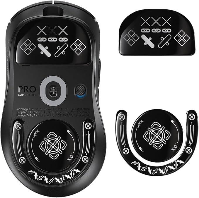 immoenuc Glass Mouse Skates for 2024 Logitech G PRO X Superlight 2 DEX Lightspeed Wireless Gaming Mouse Feet Pads Smooth Durable Game Mouse Accessories (Printing Pattern)