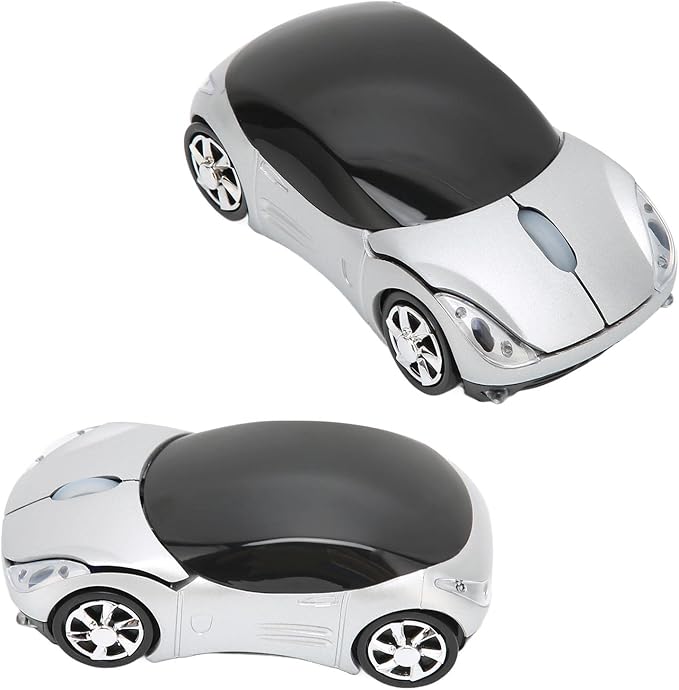 ASHATA Mouse, 2.4GHz Cool Sport Car Mouse, Car Shape Mouse Optical Gaming Mouse for 98 for 7 for Linux,for PC Laptop Computer (Silver)