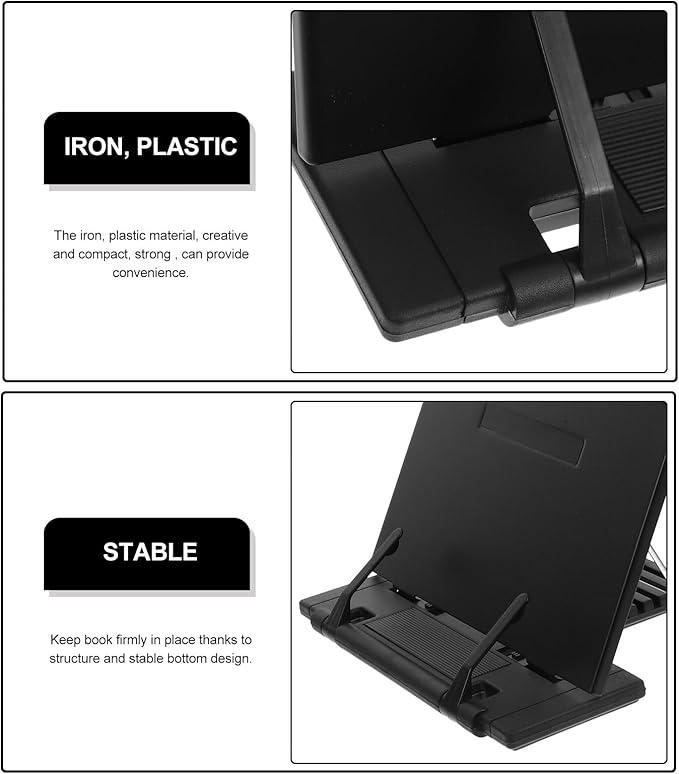 Homoyoyo Adjustable Folding Book Stand Desktop Reading Rack Document Holder Portable Copyholder for Office and Student Use