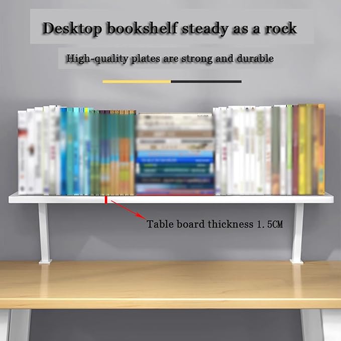 24x7.8 in Clamp on Desk Shelf, Adjustable Floating Desks Shelf Space Saving Desktop Extender Storage Organizer for Office, Dorm, Home Desk Organization, White