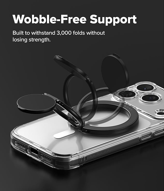 Ringke Dual Magnetic Smart Holder [Compatible with MagSafe] Phone Grip, Dual-Sided Powerful Magnet, Multi-Angle Hinge 3-Tier Foldable Kickstand for Gym, iPhone, Galaxy, Pixel - Black