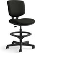 HON Volt Standing Desk Chair, Leather Office Chair with Foot Rest, Armless Drafting Stool, Ergonomic Recline and Center Tilt, for Computers, Offices, Work, Black