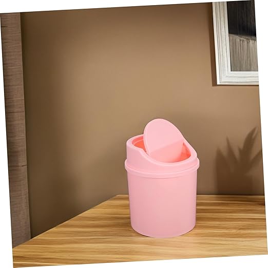 Zerodeko Compact Tabletop Waste Receptacle Desk Top Small Trash Can Slim Office Bin Mini Garbage Can Lid for Home