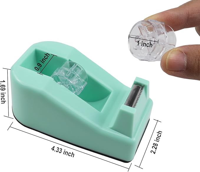 1Pcs Desktop Tape Dispenser,Adhesive Roll Holder with Weighted Nonskid Base,Office Tape Dispensers for School, Office and Home (Green)