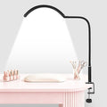 Half Moon Light for Nail Desk, Dimmable Lamp with Clamp for Manicure, Nail Techs, Study, Work, Jewelry, Tattoo. Shadowless Eye-Care Light for Reading, Art, Crafting, Sewing, Painting, DIY.Space-Saving