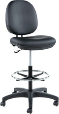 Alera Interval Series Swivel Task Stool, PVC-Free Faux Leather, Black