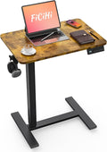 FiCiHi Electric Standing Desk with Wheels – Adjustable Height Mobile Sit-Stand Laptop Table, Portable Rolling Small Computer Workstation for Home Office & Bedside Use (28"x16", Rustic Brown)