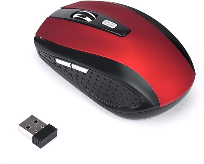 Generic 2.4GHz Wireless Gaming Mouse, Portable Office Optical Mouse, 6 Buttons, Max 10 Meters Operating Distance, Lightweight, Save Power, for Laptop, Computer, PC, Notebook, Desktop, Red