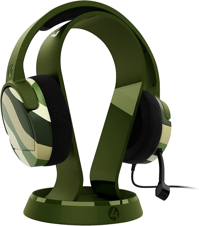 4Gamers Panther Gaming Headset with Stand - Wave Forest, Compatible with PS4, PS5, Xbox, Switch & PC