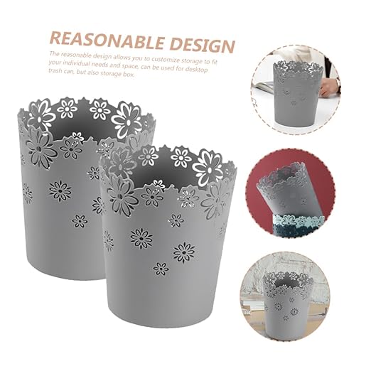 DECHOUS 2pcs Small Trash Can Slim Household Storage Bin Desktop Garbage Bin Multi-Functional
