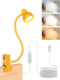 LiFMIRA Clip on Reading Light for Bed 3 Color Modes, 10 Brightness Dimmable, Flexible Gooseneck Clip on Lamp, Eye Care Clip Light for Bed Headboard Desk Home Dorm, Yellow