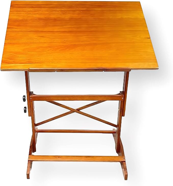 Alvin SHOP607 Pavilion Drafting Art Table Base, Base Only; Solid Wood Construction; Adjustable Height and Angles; 24" Pencil Ledge; Not Assembled
