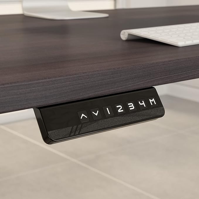 Move 60 Series by Bush Business Furniture 60W x 30D Height Adjustable Standing Desk with Storage in Storm Gray with Black Base