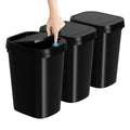 KSSKSS 3 Pack Bathroom Small Trash Can with Lid, 2.6 Gallon Slim Garbage Bin with Pop-Up Lid, 10L Plastic Wastebasket for Bedroom, Office, Kitchen, Toilet (Black)