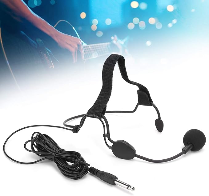 Pwshymi Dynamic Headset Microphone, 6.35MM Jack Headband Headset Microphone Earhook Microphone Portable High-Sensitivity Noise Reduction Dynamic for Singing Headphones