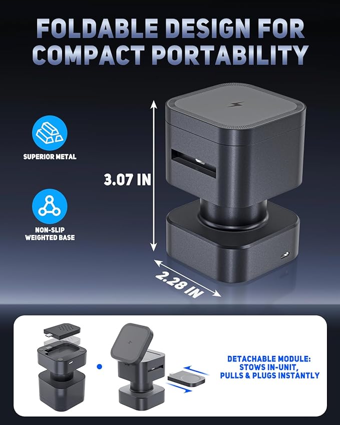 【2026 Upgraded】 QFA Wireless Charger 4 in 1 for iPhone with Night Light,Fast Magnetic Stand,Charger Station for iPhone 17/16/15/14/13/12 Pro/Max/Plus/Air Apple Watch Airpods