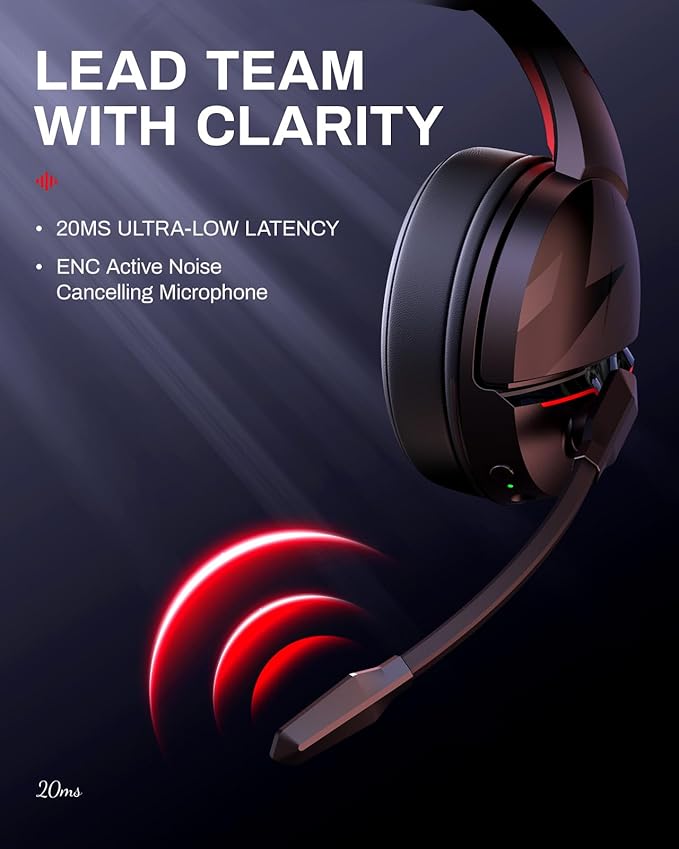 acer 2.4GHz Flex Wireless Gaming Headset |Red+Pink| Non-Stop 100H Battery | Dynamic 50mm Drivers | Clear Voice Mic | Bluetooth5.3, 3.5mm | Gaming Headphones for PC, Meeting, Music, PS4 Headset
