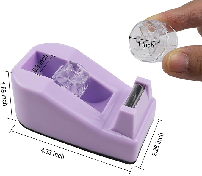 Desktop Tape Dispenser,1 Pack Purple Tape Dispensers with 12Rolls Transparent Tape, for Packaging in Office,Restaurant, Flower Shop,Cake Shop (Purple)
