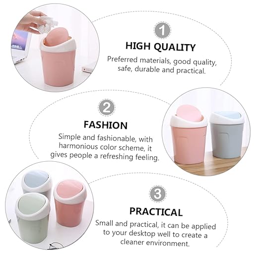 KOMBIUDA 3pcs Desk Trash Can Mini Bedroom Waste Bin Slim Trash Bin for Car Home Trash Can Desktop Waste Container