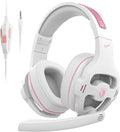 Pink Gaming Headset with Mic for PS5 PS4 Xbox Series X|S PC, Wired Gaming Headset with Noise Cancelling Microphone, Cute Gaming Headphones for Girls, Stereo PC Headset for Nintendo Switch